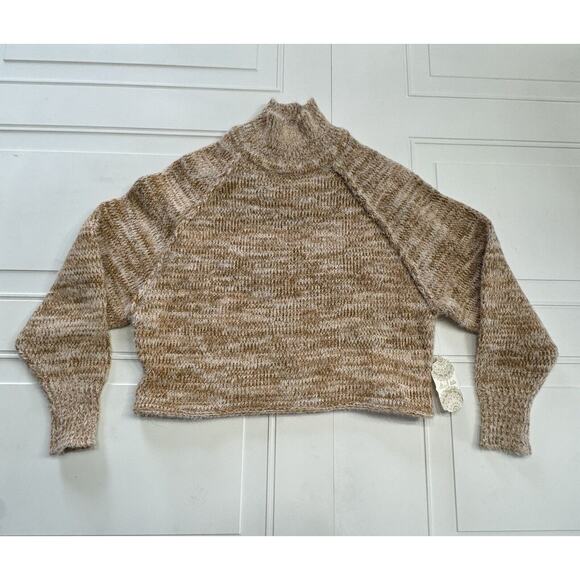 Altar'd State Sweaters - Altar'd State NWT Oatmeal Brown Turtle Neck Knit Cropped Sweater X Small XS